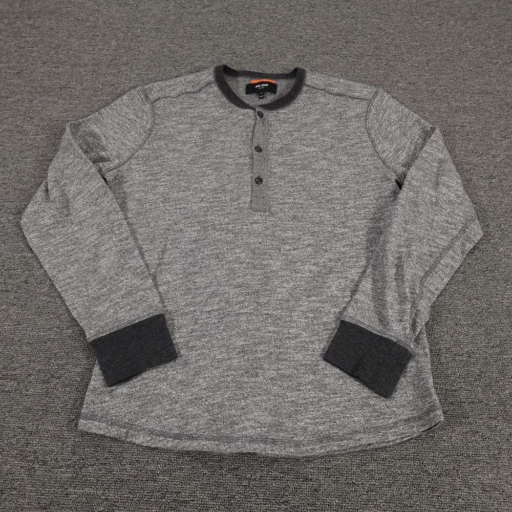 Jack Spade Shirt Mens Small Gray Long Sleeve Henley Knit Crewneck Casual